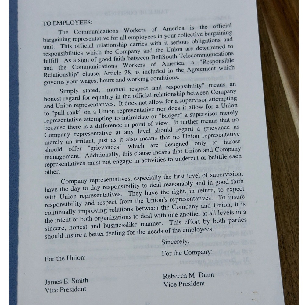 BellSouth CWA Union Agreement Booklet 1998 Communications Workers America Blue - Picture 12 of 16